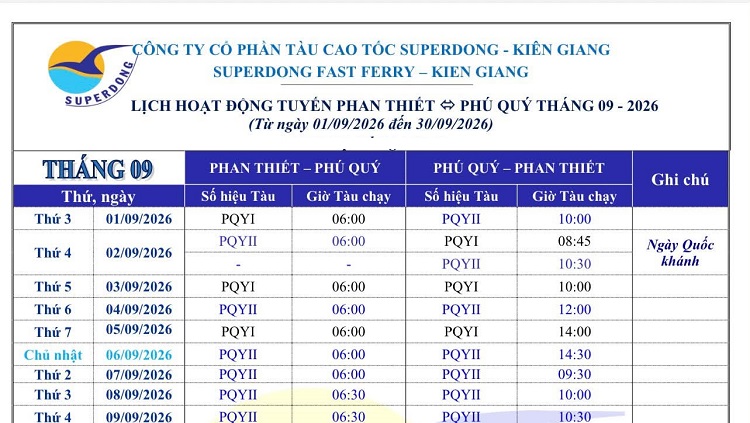 Đã có lịch tàu Superdong Phú Quý 02/09/2026 (chi tiết lịch tàu tháng 9)